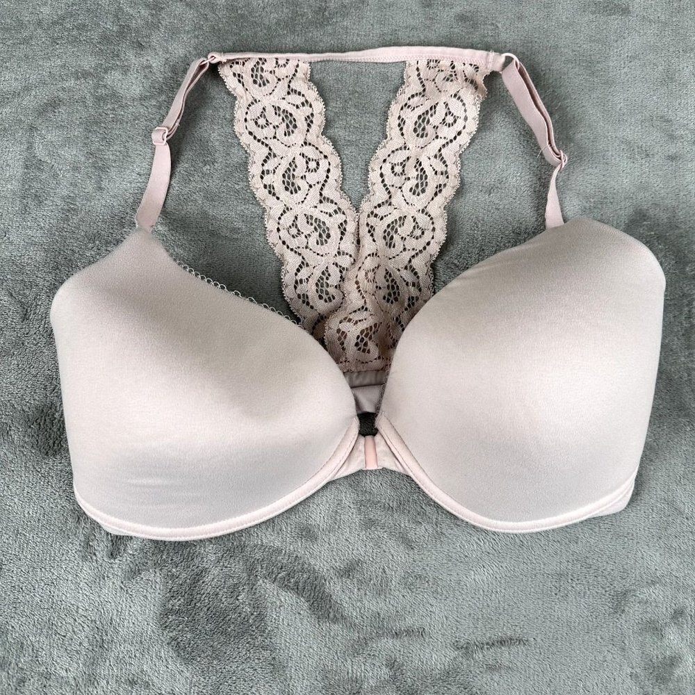 Victoria Secret Women Bra 32DDD Pink Body by Front Close Racerback Perfect
